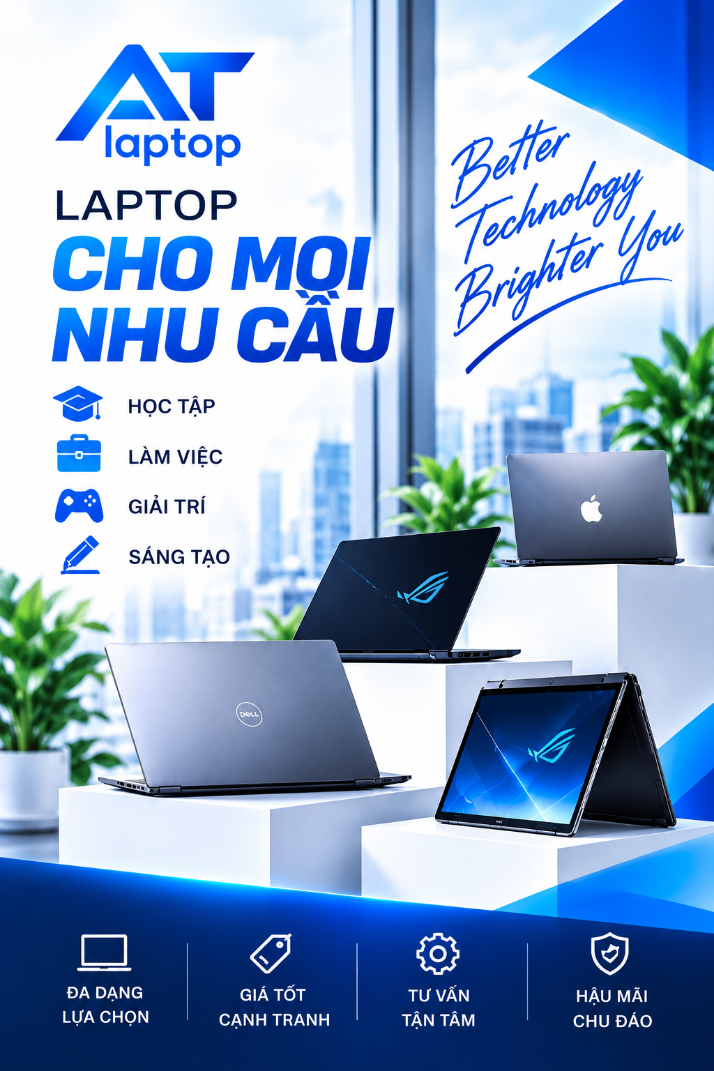 Các dòng laptop học tập, làm việc, gaming và sáng tạo trong thiết kế AT laptop
